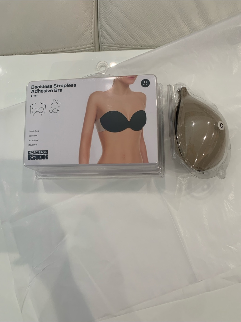 Nordstrom Backless Strapless Adhesive Bra - Taupe. Set of 2. New - Picture 1 of 3